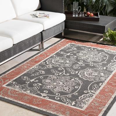 Berryman 7'3" Square Traditional Black/Rust/Light Beige/Light Brown/Brick Red/Beige/Brown/Rust/Dark Red Outdoor Area Rug - Boutique Rugs