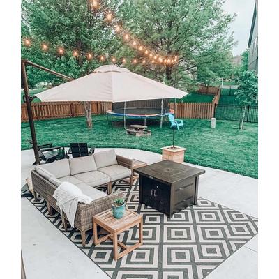 Spilsby 8'10" x 12'10" Modern Black/Light Beige/Beige Outdoor Area Rug - Boutique Rugs