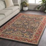 Bunola 4' x 6' Traditional Wool Mustard/Dark Brown/Olive/Amber/Light Gray/Navy/Red/Sky Blue/Black/Dark Red Area Rug - Hauteloom