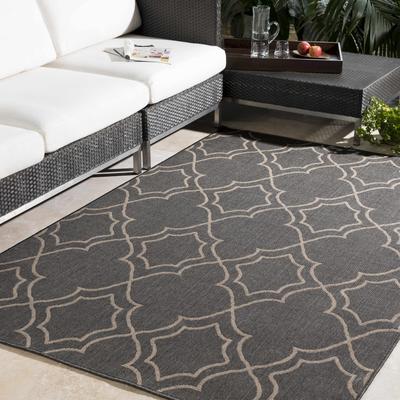 Chertsey 8'10" Round Cottage Black/Light Brown/Brown/Dark Red Outdoor Area Rug - Boutique Rugs
