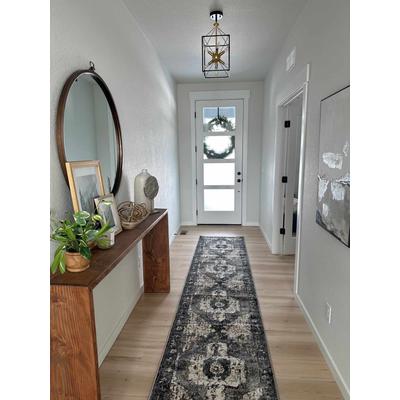 Newalla 2' x 2'11" Updated Traditional Charcoal/Dark Brown/Camel/Ivory/Slate/Slate Blue Area Rug - Hauteloom