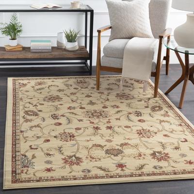 Bajadero 7'10" Round Traditional Dark Brown/Black/Medium Gray/Beige/Coral/Mustard/Olive/DarkBrown/MediumGray/Dark Brown/Medium Gray Area Rug - Boutique Rugs