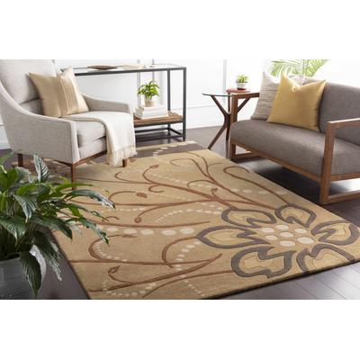 Mazama 4' Square Modern Wool Dark Brown/Beige/Brown/Medium Brown/Mustard/Dark Red/DarkBrown/MediumBrown/Dark Brown/Medium Brown Area Rug - Boutique Rugs