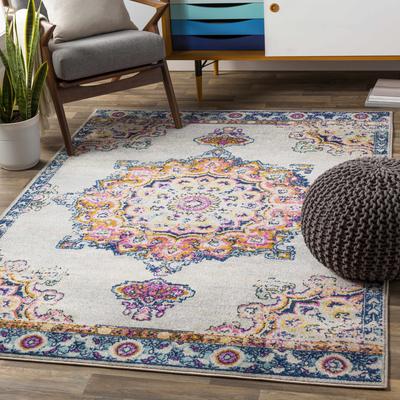 Ferney 7'10" x 10'2" Traditional Burnt Orange/Dark Blue/Fuchsia/Light Beige/Mustard/Sky Blue/Medium Gray/Seafoam/Peach/Sage/Navy Area Rug - Boutique Rugs