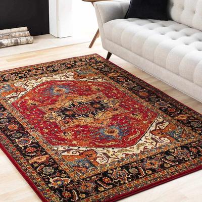 Malpas 3'11" x 5'7" Traditional Black/Dark Blue/Ivory/Burgundy/Light Brown/Light Olive/Orange/Yellow/Navy/Olive/Light Brown/Navy/Olive Area Rug - Boutique Rugs