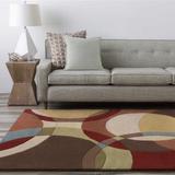 Tilbury 9'9" Round Modern Wool Tan/Dark Brown/Medium Gray/Olive/Burgundy/Rust/Brick Red/Burnt Orange Area Rug - Hauteloom