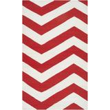 Baldwin 3'6" x 5'6" Transitional Flat Weave Moroccan Trellis Wool White/Red Area Rug - Hauteloom