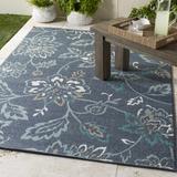 Lamb 2'5" x 11'10" Cottage Taupe/White/Teal/Navy/Pale Blue Outdoor Runner - Hauteloom