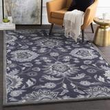 Eldena 8' Round Traditional Wool Charcoal/Denim/Ink Blue/Slate/Teal/Slate Blue Area Rug - Hauteloom