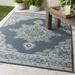 Ferron 5'3" x 7'7" Traditional Taupe/White/Teal/Navy/Pale Blue Outdoor Area Rug - Hauteloom