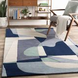 Crawfordsville 8' x 11' Modern Wool Navy/Denim/Dark Blue/Dusty Sage/Medium Gray/Oatmeal Area Rug - Hauteloom