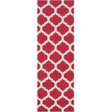 Keeseville 2'6" x 8' Transitional Flat Weave Moroccan Trellis Wool Medium Gray/Red Runner - Hauteloom