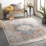 Lake 2' x 2'11" Traditional Wheat/Olive/Black/Brown/Coral/Dark Blue/Light Gray/Orange/Tan/Peach/Navy Washable Area Rug - Hauteloom