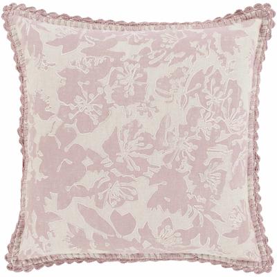 Figtree 22" Square Cottage Mauve/Taupe Throw Pillow - Hauteloom