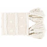 Castledawson 50"W x 60"L Cotton Oatmeal/Off White/Light Beige/Beige Throw Blanket - Hauteloom