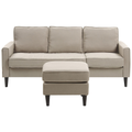 Sofa Beige Polsterbezug 3-Sitzer Traditionell-Modern Ottomane Wohnzimmer