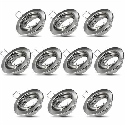 10x led Einbaurahmen inkl. GU10 Keramikfassungen Einbaustrahler Einbauleuchte 10er Set matt silber Image