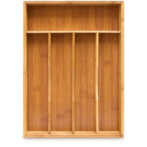 Besteckkasten, HxBxT: 4,5x25,5x34cm, Bambus, 5 Fächer, Besteckeinsatz/Schubladenorganizer, natur