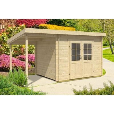 Pultdach Gartenhaus Maria mit Schleppdach aus Holz, Gerätehaus mit Schleppdach, Gartenhütte, 28 mm, Image