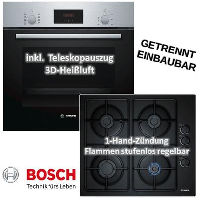 BOSCH Backofen HBF114ESO mit Gas-Kochfeld POP6B6B10 - autark, 60cm Image