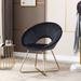 Papasan Chair - East Urban Home 28.35" Wide Velvet Papasan Chair Velvet in Black/Yellow | 33.07 H x 28.35 W x 20.87 D in | Wayfair