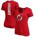 Women's Fanatics Branded Jack Hughes Red New Jersey Devils Playmaker V-Neck T-Shirt