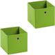Lot de 2 boites en tissu vert ela boîte de rangement ouverte avec poignée dim 27 x 27 x 27 cm, pour