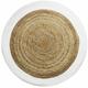 Thedecofactory - funny jute - Tapis rond en jute et coton bande blanche diam.90 - Blanc