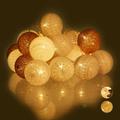 Guirlande Lumineuse led, 20 Boules de Coton, Fonction à Piles, Lumières d'Ambiance, Sphères Ø6 cm,