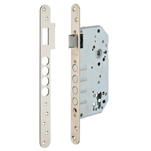 Boitier de serrure encastrable à cylindre pour porte d'entrée, axe 60mm, bouts ronds