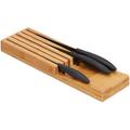 Range couteaux de cuisine bambou, support couteaux pour 5 couteaux, bloc tiroir, 3,5 x 11 x 39 cm,