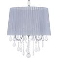 Lampe Suspension Lustre Glamour en Tissu Gris avec Cristaux Décoratifs E14 40W Solution Éclairage