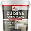 Béton ciré cuisine, plan de travail, crédence, évier sol et mur revêtement mural décoratif kit