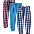 JINSHI Mens Check Lounge Pants Pyjama Bottoms Cotton Lightweight Pyjama Trousers Sleepwear Button Fly (Red/Blue/Purple) Size L