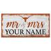 Texas Longhorns 6" x 12" Personalized Mr. & Mrs. Script Sign