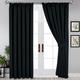 Yorkshire Bedding Thermal Blackout Pleated Black Curtains 66 x 72 Noise Reducing Tape Top Insulated Sunlight Blocker Bedroom Decor Curtain + 2 Tie Backs (167 x 183 cm)