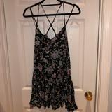 American Eagle Outfitters Dresses | American Eagle Black Floral Criss Cross Back Dress | Color: Black/Blue | Size: Xs