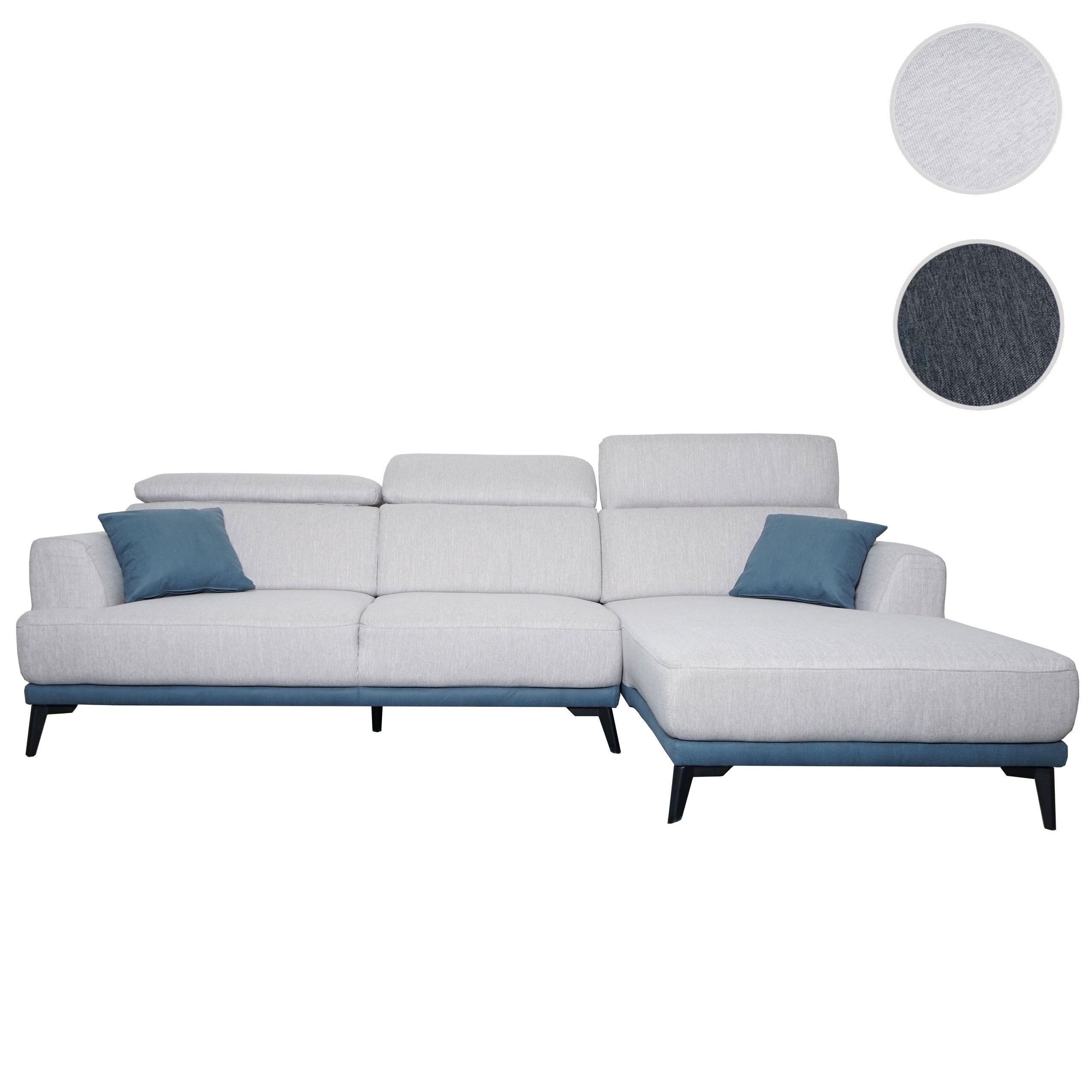 Sofa HWC-G44, Ecksofa L-Form 3-Sitzer, Liegefläche Nosagfederung Taschenfederkern verstellbar 277cm ~ rechts, hellgrau Image