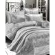 QM-Bedding® Luxuries GIGI EMBROIDERED Satin Silk Duvet Quilt Cover Set Or,Bedspread Bed Set (Silver, Bed Throw + shams)