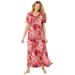 Plus Size Women's Long T-Shirt Lounger by Dreams & Co. in Pomegranate Floral (Size 2X)
