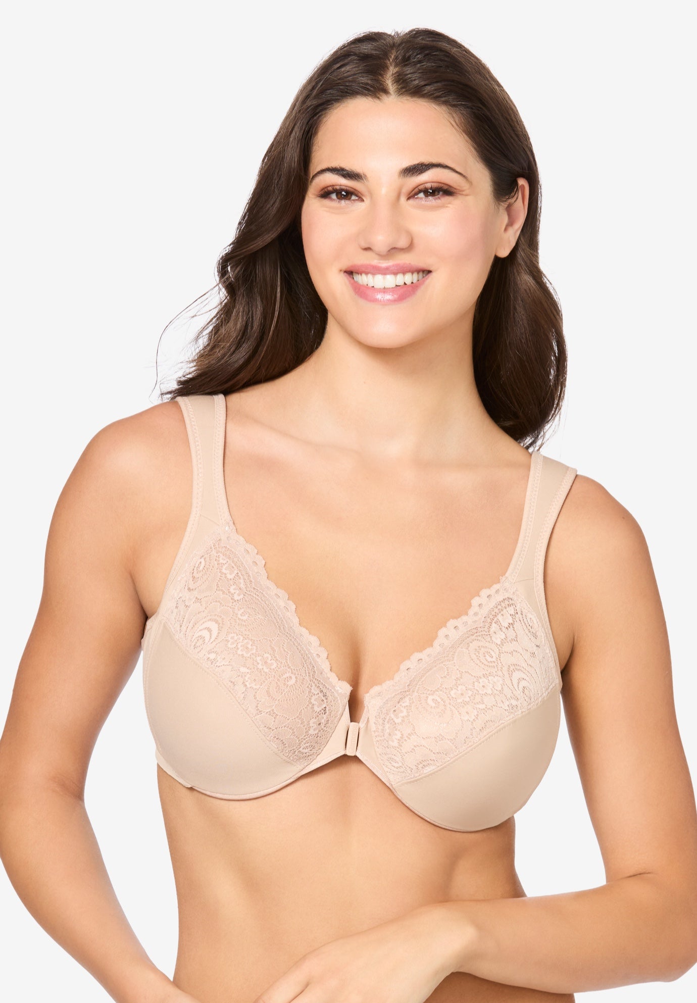 Plus Size Women's Wonderwire® Front-Close Underwire Bra 1245 by Glamorise in Cafe (Size 38 DD)