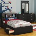 South Shore Spark Twin Mate's & Captain's Bed w/ Drawers Wood in Black | 36.25 H x 40.5 W x 76.5 D in | Wayfair 10049