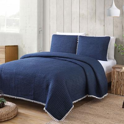 Costa Brava Quilt Set by American Home Fashion in Navy (Size KING)