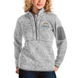 Women's Antigua Heather Gray Los Angeles Chargers Fortune Half-Zip Pullover Jacket