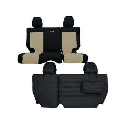 Bartact Jeep Seat Covers Rear Split Bench 13-18 Wrangler JKU 4 Door Tactical Series Black/Khaki JKSC2013R4BK