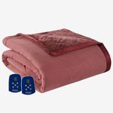 Micro Flannel® Reverse to Ultra Velvet® Electric Blanket by Shavel Home Products in Merlot (Size QUEEN)