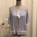 American Eagle Outfitters Tops | American Eagle Blue/White Striped Off Shoulder Top | Color: Blue/White | Size: Xs