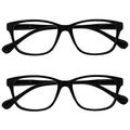 UV Reader Schwarz Leicht Lesebrille Wert 2er-Pack Designer Stil Herren Frauen Mit Etui UVR2PK027BLK +1,00