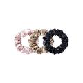 Slip Silk Classic Large Scrunchies - Black, Pink & Caramel - 100% Pure Mulberry Silk 22 Momme Scrunchies with Elastic Band from Slip Pure Silk Pillowcase (3 Scrunchies)