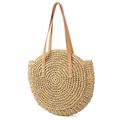 CHIC DIARY Straw Bag Women's Crossbody Bag Retro Round Beach Bag Shopper Basket Bag Large Shoulder Bag Shopping Bag, Camel hair colour, One Size